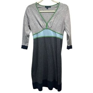 Boden Gray and Green Angora Cashmere Blend Color-block Long Sleeve Dress Size 14
